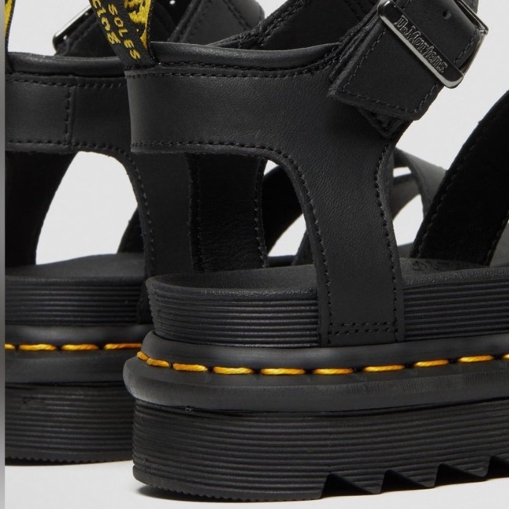 Dr. Doc Martens Blaire 3 Strap Pisa Leather Platform Flatform Sandals | Size 11 - Picture 6 of 16